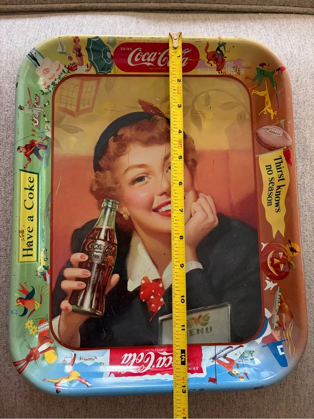 Vintage Original 1953 Coca-Cola Metal Serving Tray - 